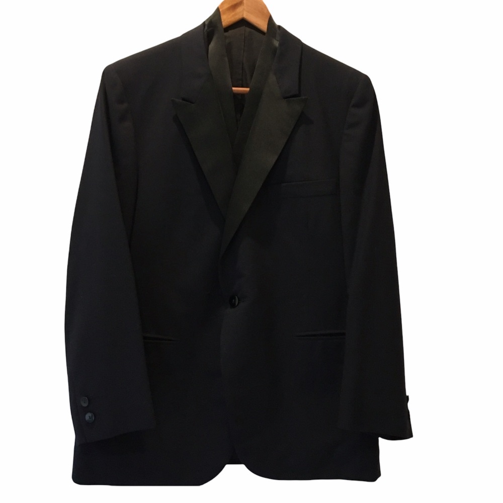 Edlin and Regoli Tailored One Button Black Tuxedo Jacket & Vest